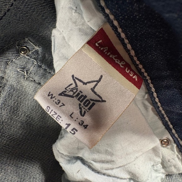 LA Idol USA Bootcut Jeans Womens Size 15 Medium Wash Rhinestone Embellished Y2K - Picture 3 of 10